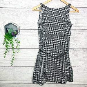 El Corte Inglas Black & White Yin Yang Printed Sleeveless Belted Mini Dress